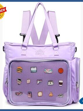 Nylon Ita Bag with Clear Window for Pins, 3-in-1 Crossbody Shoulder Backpack